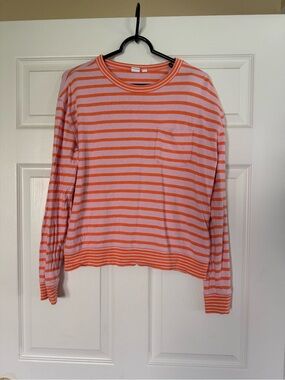 GAP Striped Knit Top in Orange and Light Pink